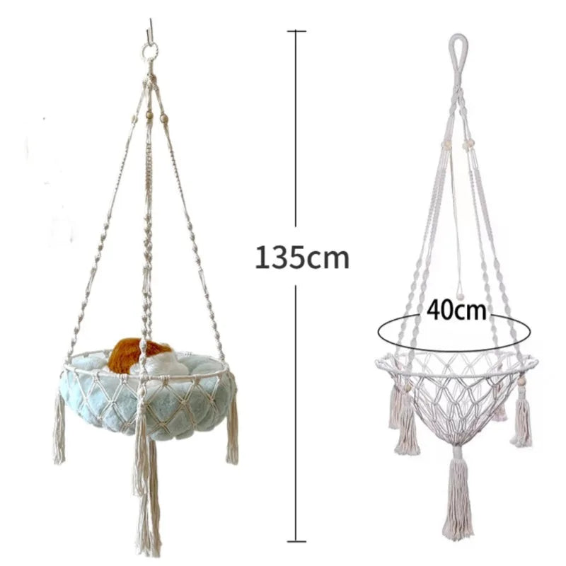 Pet Hammock Cat Swing Hand Woven Cotton Rope