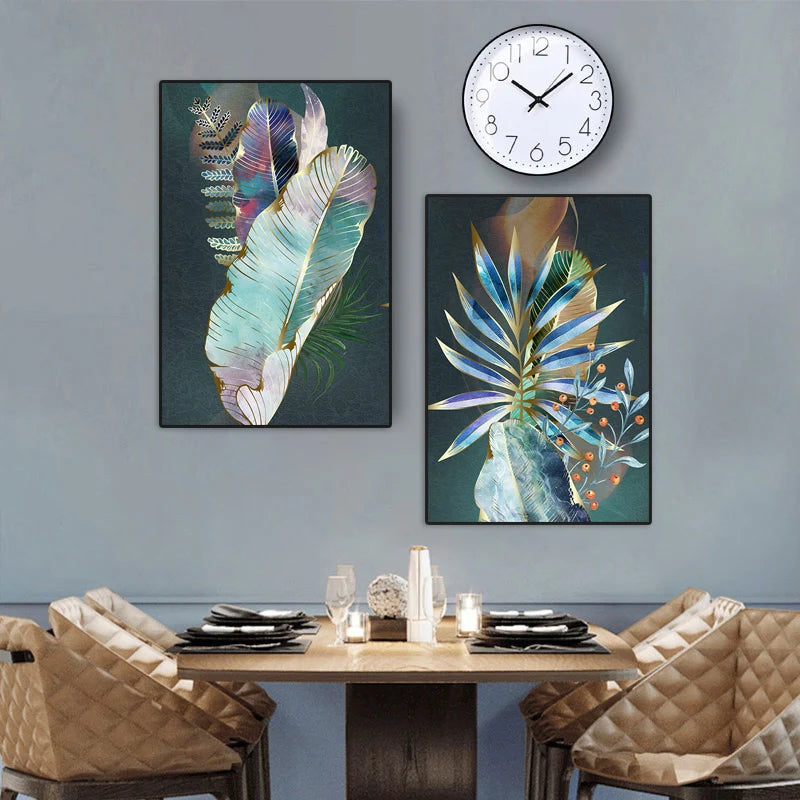 Colorful Frameless Poster Modern Abstract Canvas Painting Plant Leaves Wall Art Prints