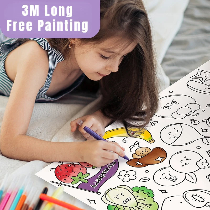 300CM Sticky Drawing/Coloring/Painting Roll for Children