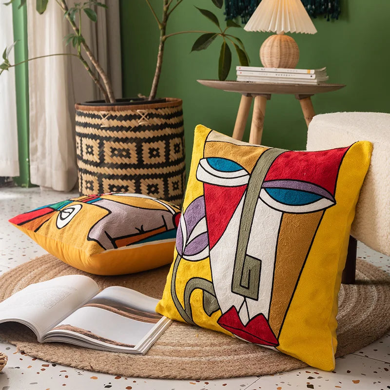 Printed polyester Picasso style graffiti art painting cushion cover