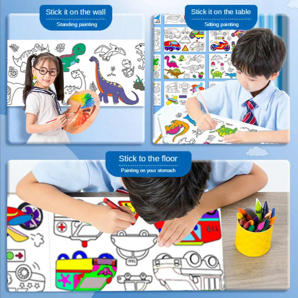 300CM Sticky Drawing/Coloring/Painting Roll for Children