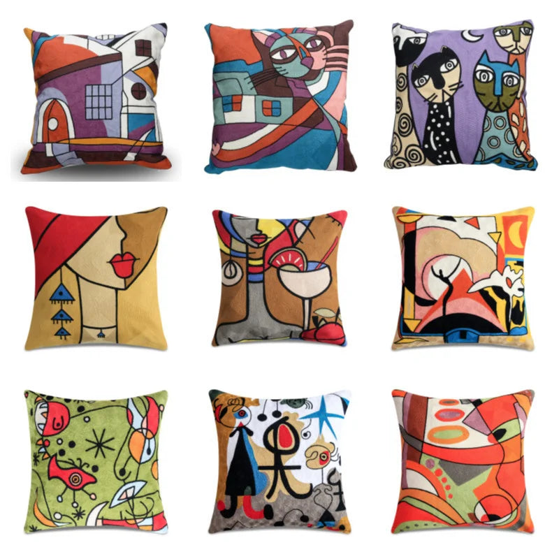 Printed polyester Picasso style graffiti art painting cushion cover